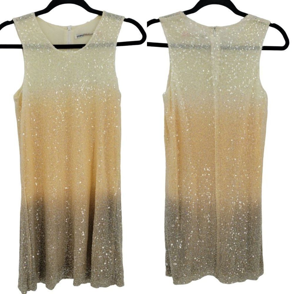 Young Fabulous &‎ Broke Mini Dress S Dip Dyed Ombre Sequin Sparkle Swing Tank